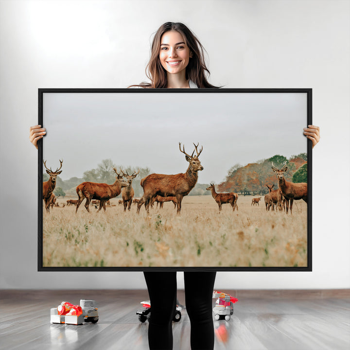 Rustic Deer Print Wall Art Canvas Print