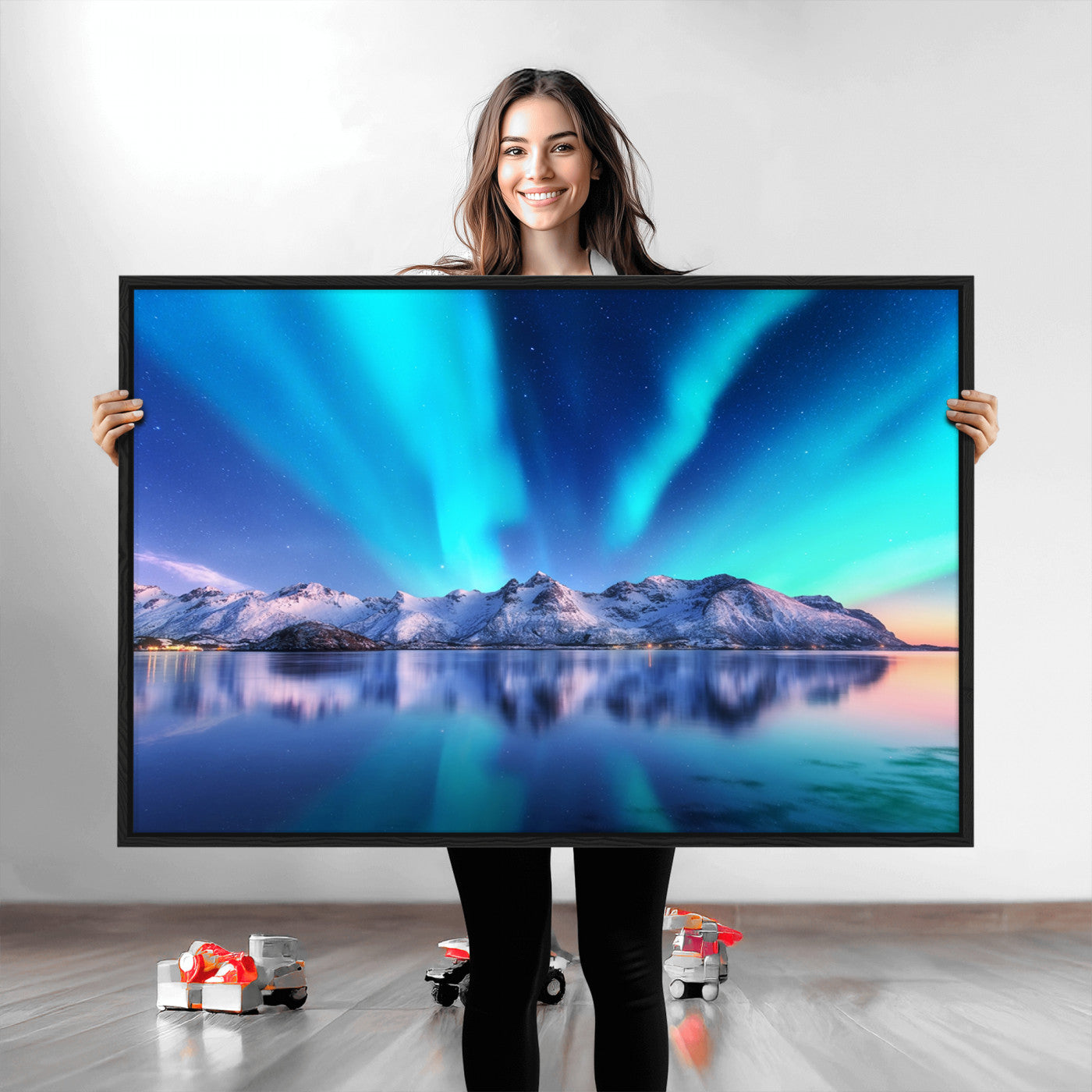 49902-MGV-CV-36X24-Northern Lights above Mountain Wall Art, Northern Lights Wall Art Canvas Print
