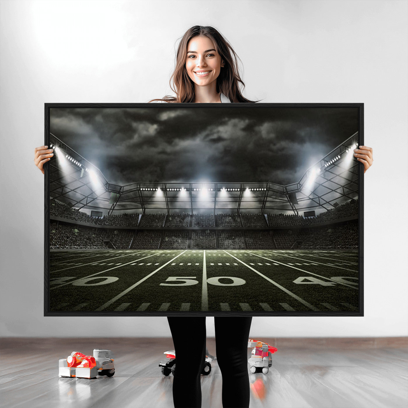 90107-MGV-CV-36X24-American Football Stadium Wall Art Canvas Print, Stadium Sport Wall Art Print