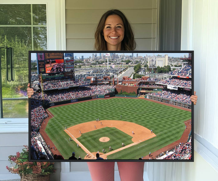 View of a Phillies game at Citizens Bank Park captured as premium wall art canvas.