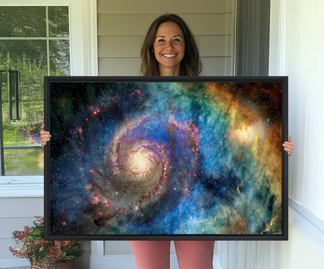 A Spiral Galaxy Wall Art Canvas Print hangs prominently.