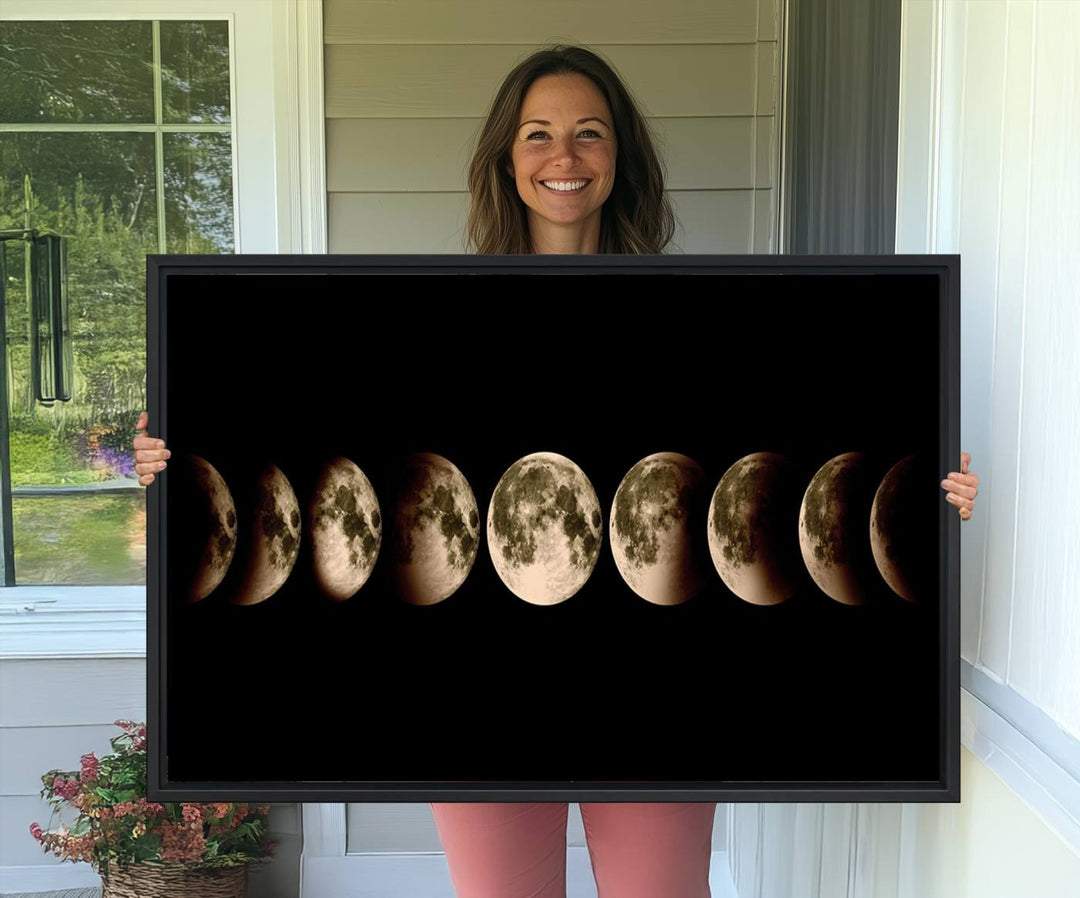 Phases of the Moon canvas print, ideal for lunar sequence decor.