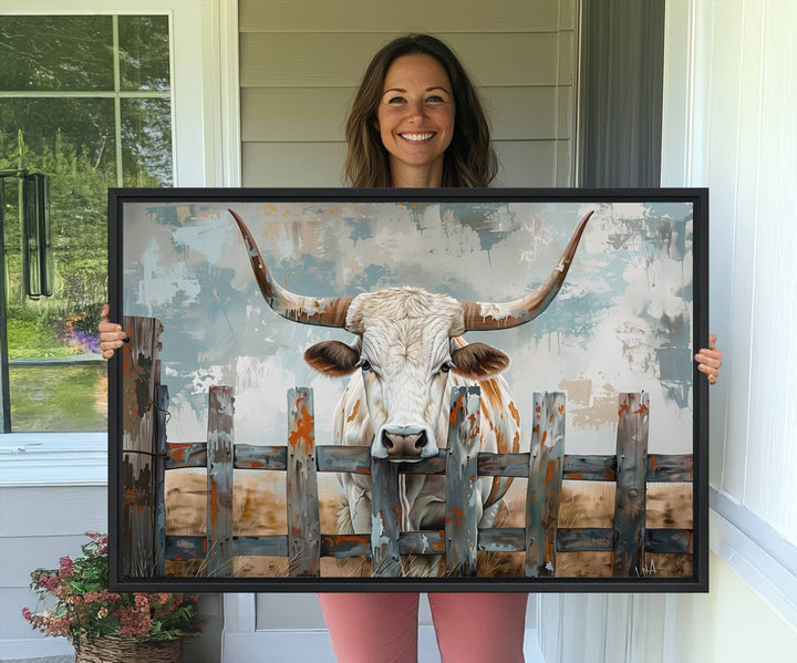 Vintage Cow Wall Art Canvas Print.
