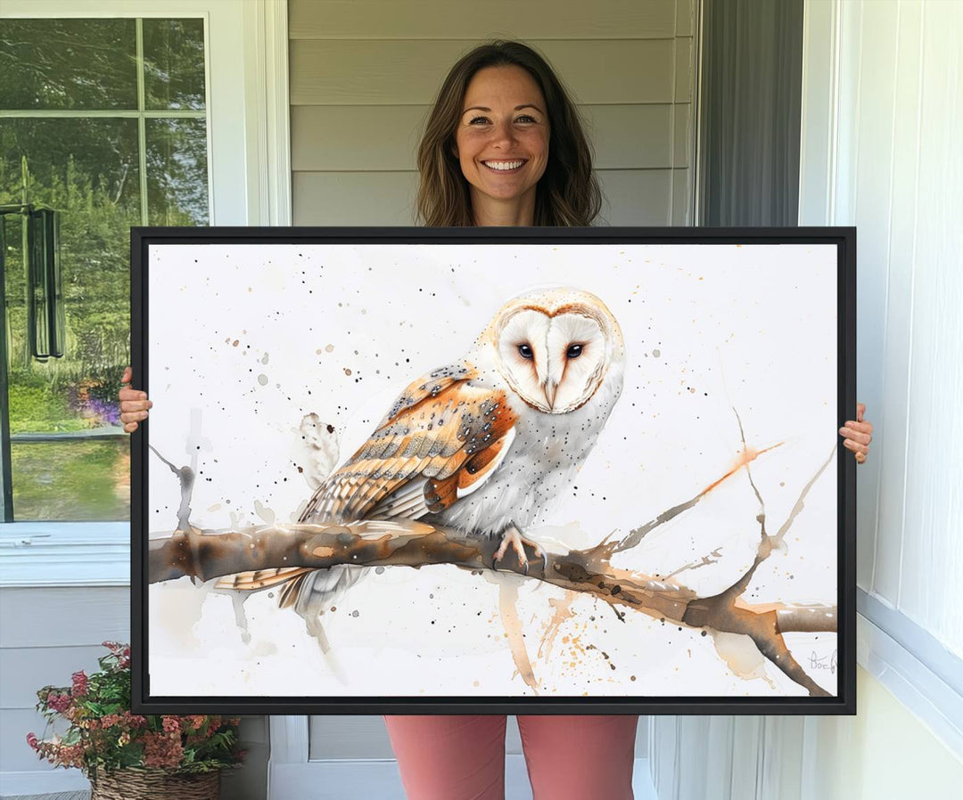 Nature enthusiasts will love the Barn Owl Wall Art on Branch, a stunning canvas print that is ready to hang and beautifully framed.