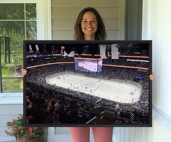 A wall art canvas of Amalie Arena, capturing NHL hockey in Florida.