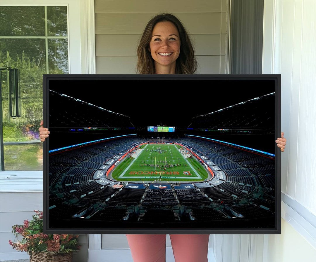 Museum-quality canvas print of Denver Broncos Empower Field at Mile High Stadium.