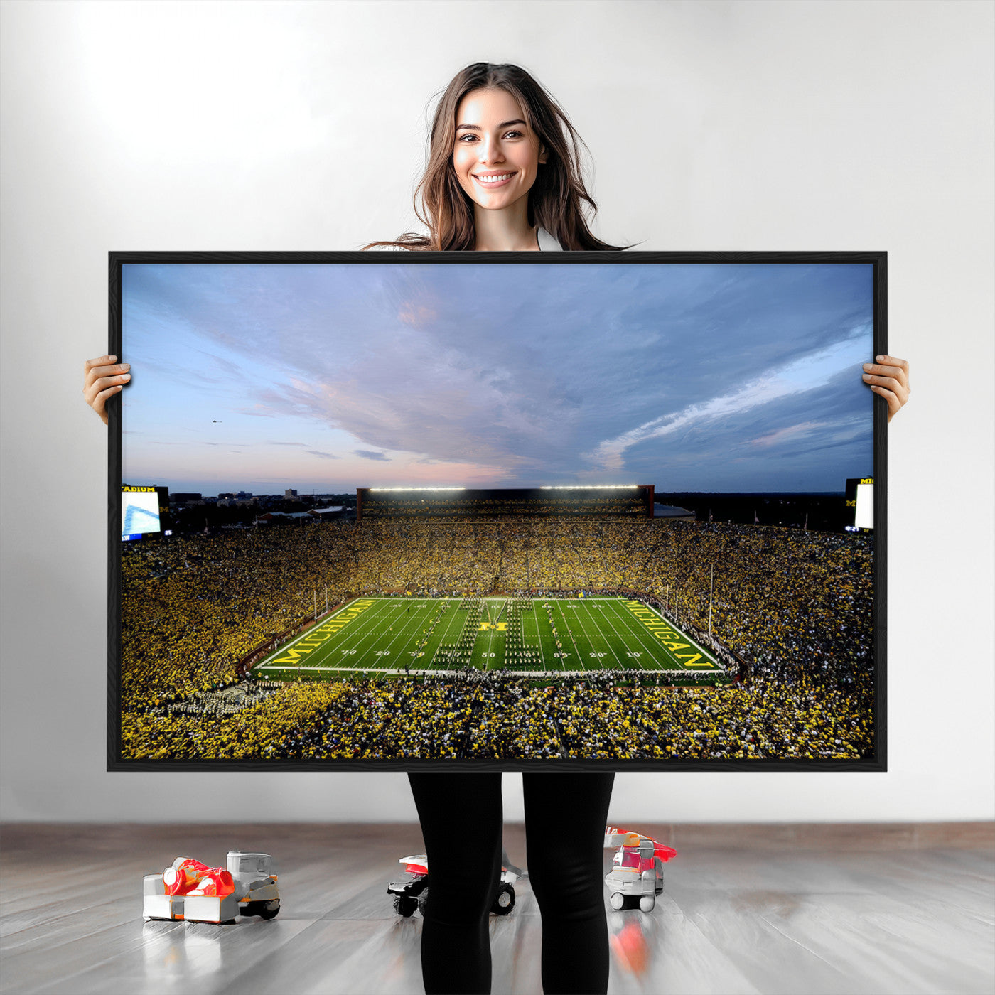 82641-MGV-CV-36X24-University of Michigan Wolverines Football Team Print - Ann Arbor Michigan Stadium Wall Art Canvas Print