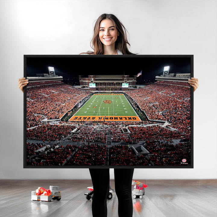 Oklahoma State Cowboys Canvas Print, Football Team Print - Stillwater Boone Pickens Stadium Wall Art Canvas Print
