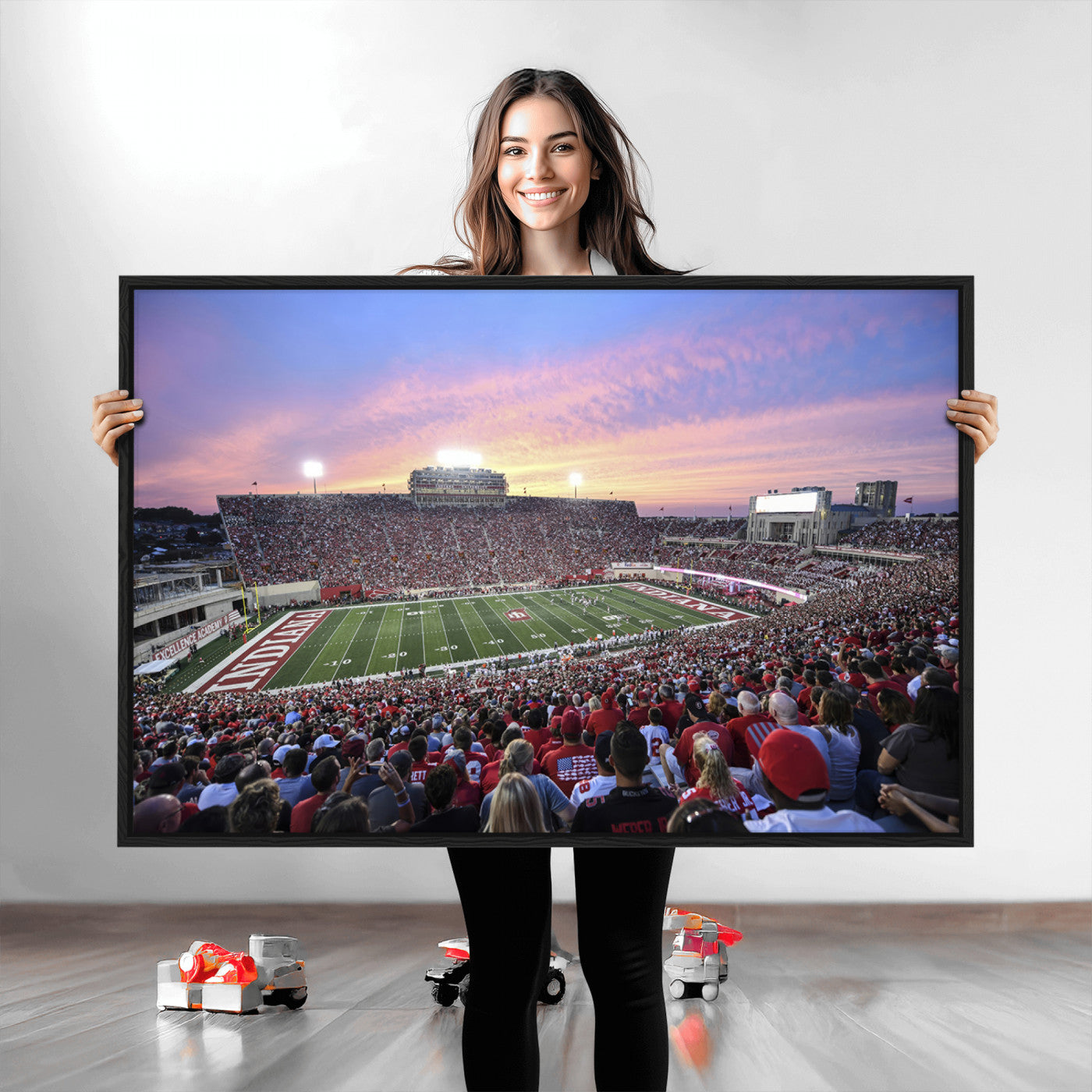13046-MGV-CV-36X24-Indiana University Hoosiers Football Team Print - Bloomington Memorial Stadium Wall Art Canvas Print