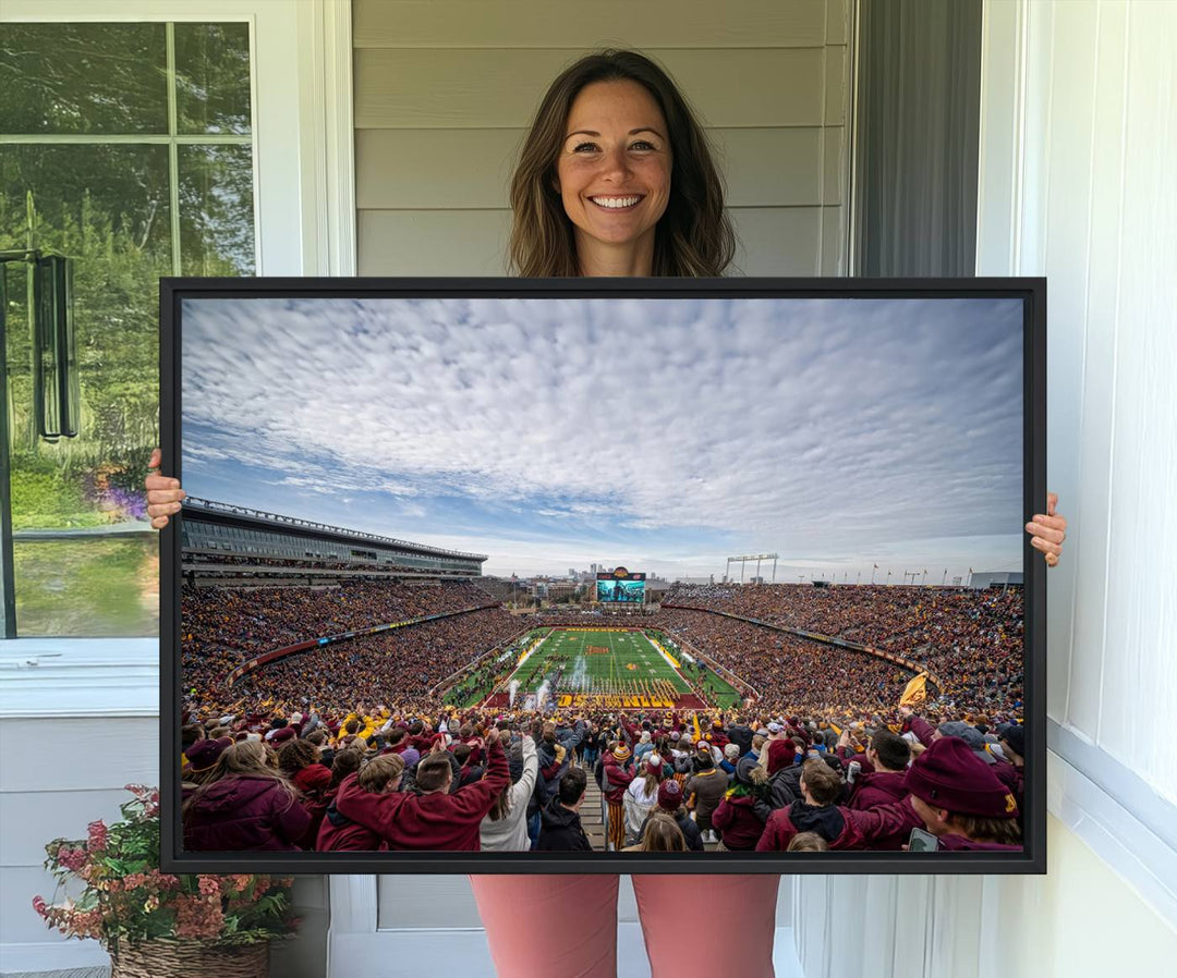 The University of Minnesotas Huntington Bank Stadium features vibrant wall art.