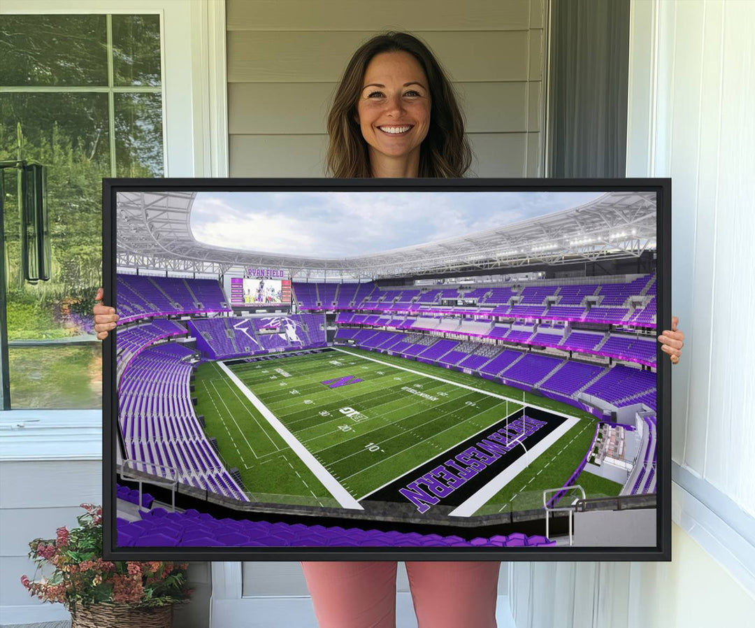 Ryan Field: Northwestern Wildcats Football premium canvas wall art.