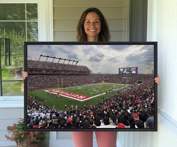 Premium canvas print depicting the Rutgers Scarlet Knights football at SHI Stadium, Piscataway.