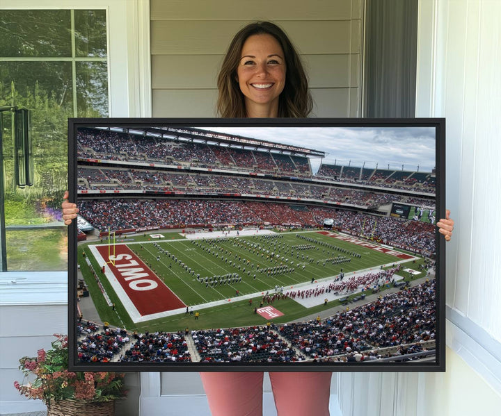 Aerial view wall art of Lincoln Financial Field during a Temple Owls game.