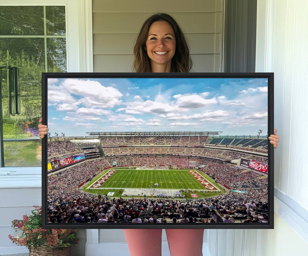 The Temple University Owls Athletics canvas print of a game at Lincoln Financial Field.