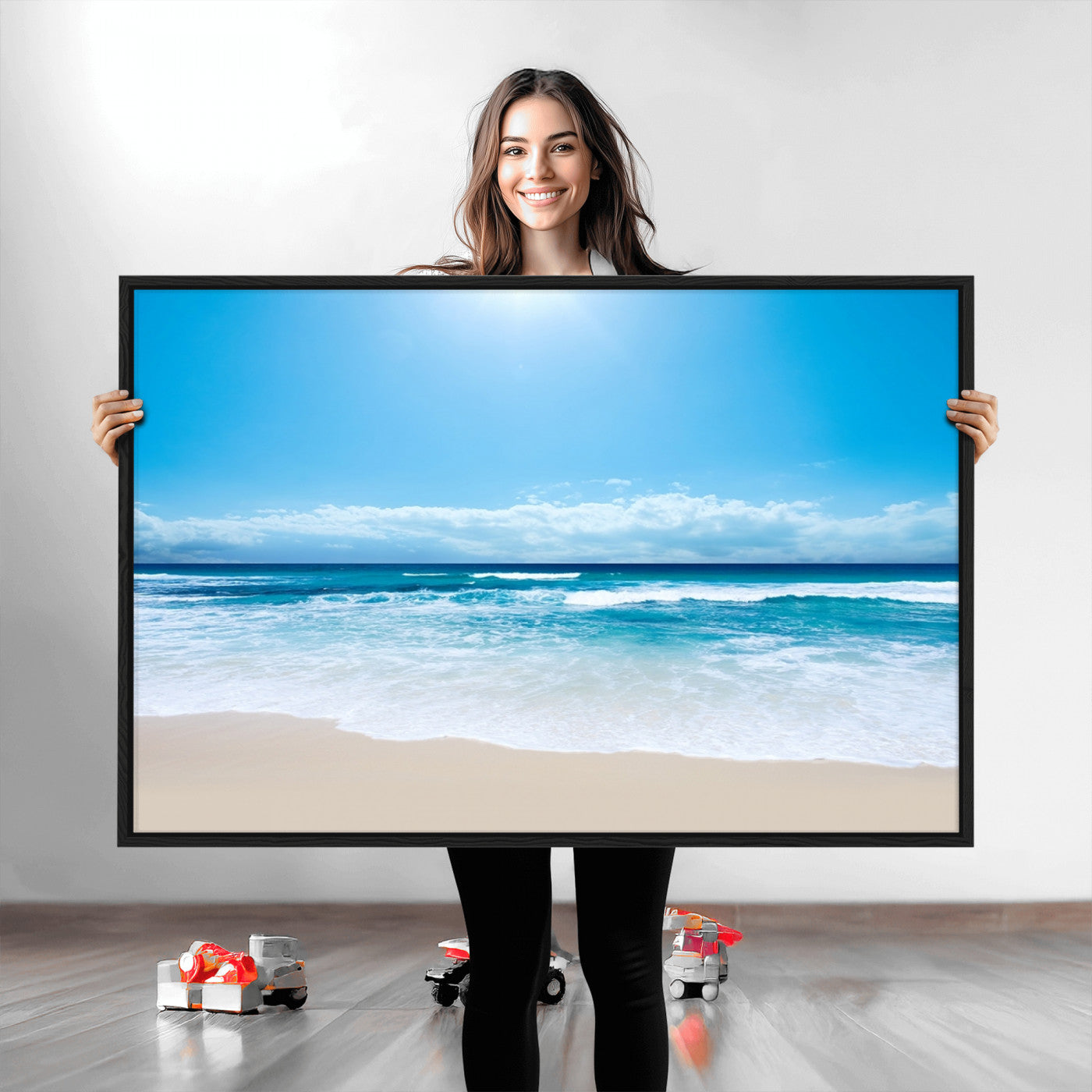45929-MGV-CV-36X24-Wall Art Canvas Print Shiny Blue Sea and Beach