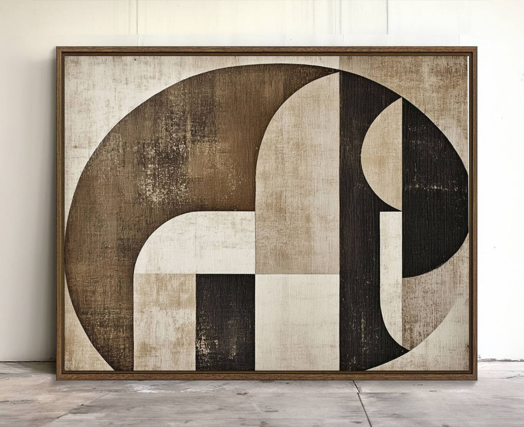 The Wabi Sabi Geometric Minimalist Wall Art Canvas Print is a modern abstract canvas featuring neutral mid-century art, ideal for zen and minimalist decor.