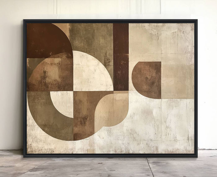 Wabi Sabi Geometric Wall Art is an abstract modern minimalist canvas featuring neutral tones.