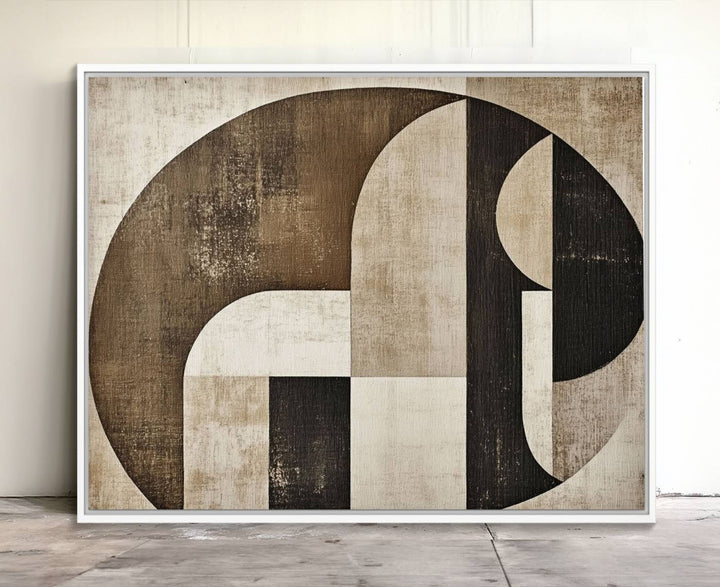 The Wabi Sabi Geometric Minimalist Wall Art Canvas Print is a modern abstract canvas featuring neutral mid-century art, ideal for zen and minimalist decor.