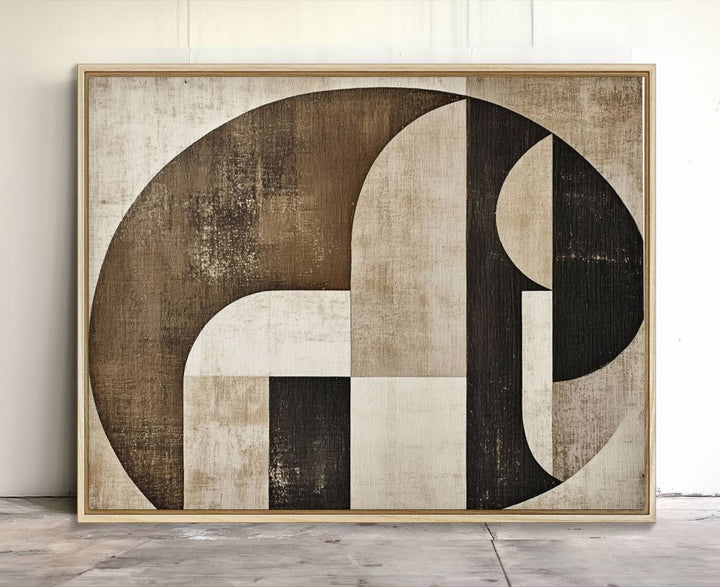 The Wabi Sabi Geometric Minimalist Wall Art Canvas Print is a modern abstract canvas featuring neutral mid-century art, ideal for zen and minimalist decor.