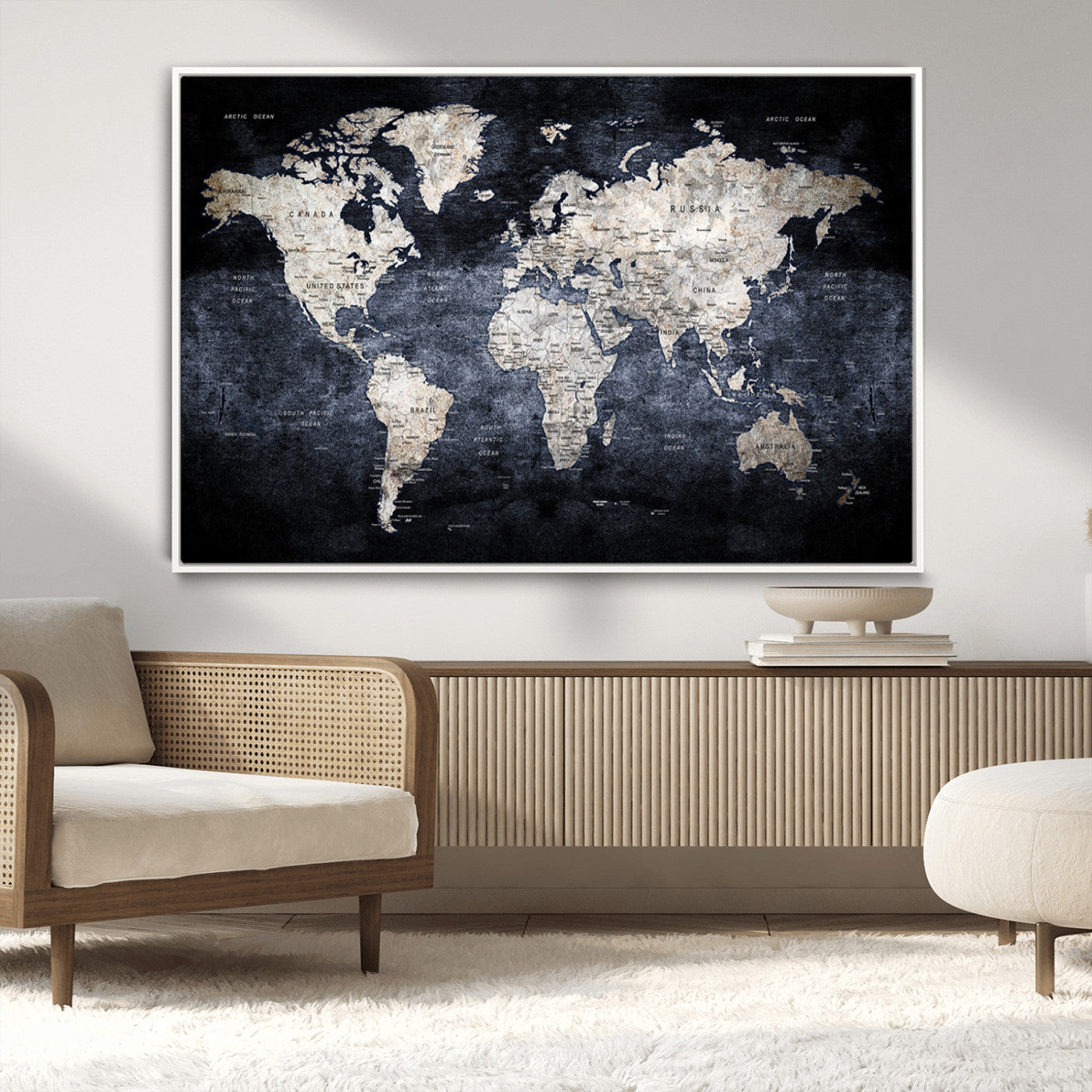 MGV-FC-36X24 - World Map Wall Art Canvas Print for Home and Office Decor