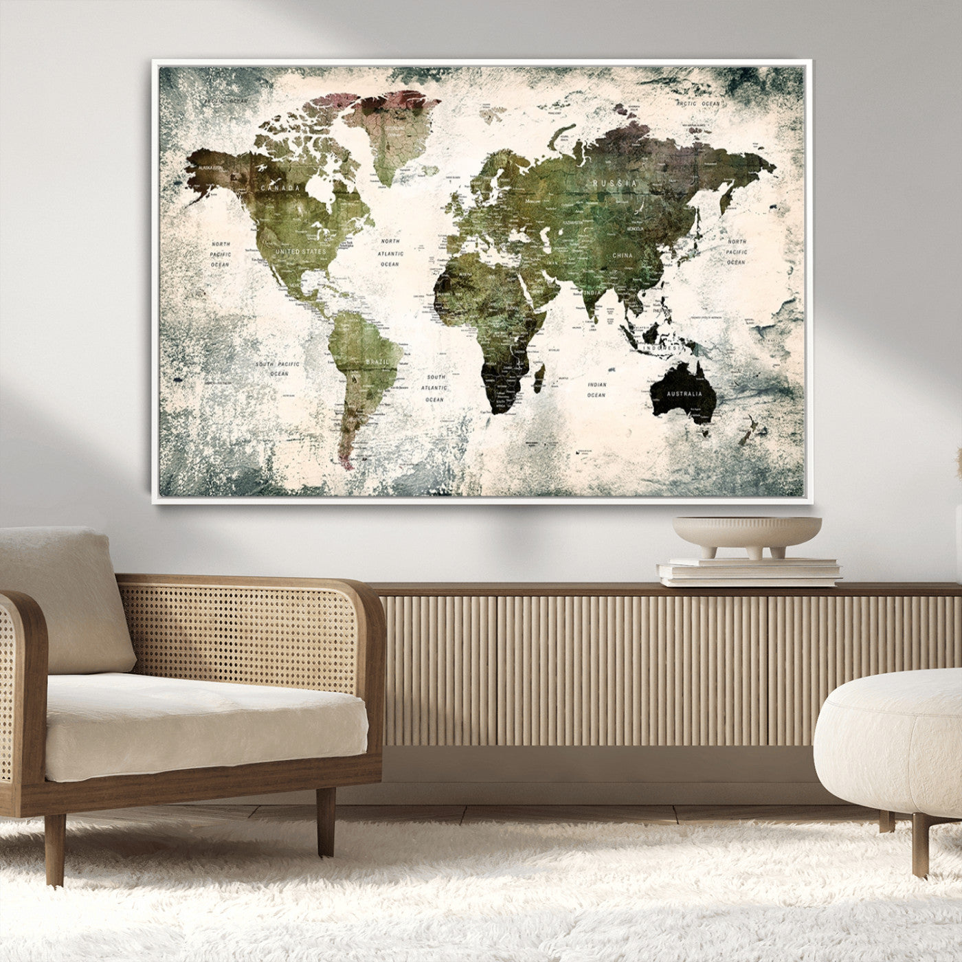 MGV-FC-36X24 - Push Pin World Map Canvas Print – Framed Wall Art for Couples to Track Their Travels – Anniversary