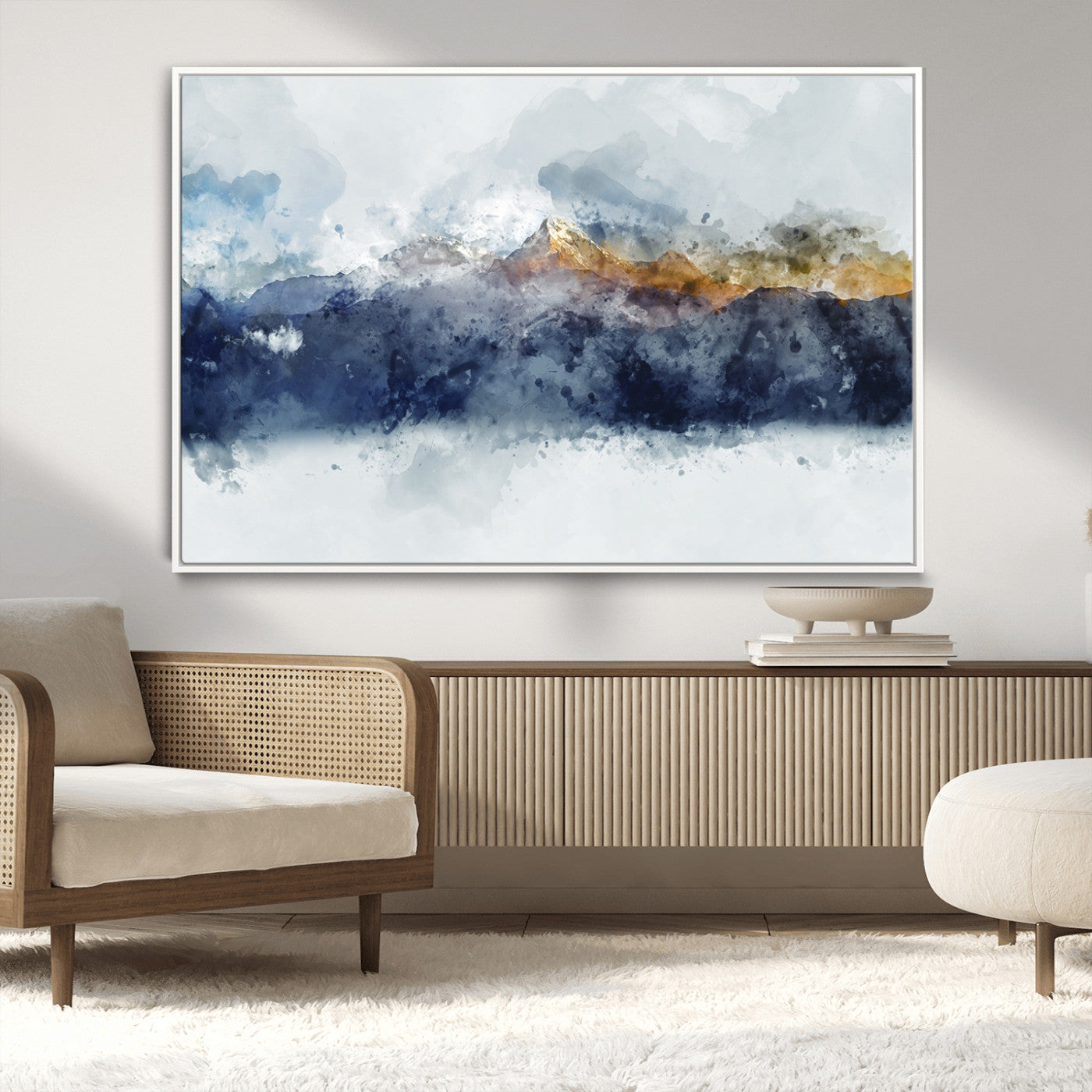 89149-MGV-CV-36X24-Abstract Mountain Range Art Canvas Print | 3 Panel Watercolor Landscape for Living Room, Office, or Bedroom | Large Ready-to-Hang Artwork