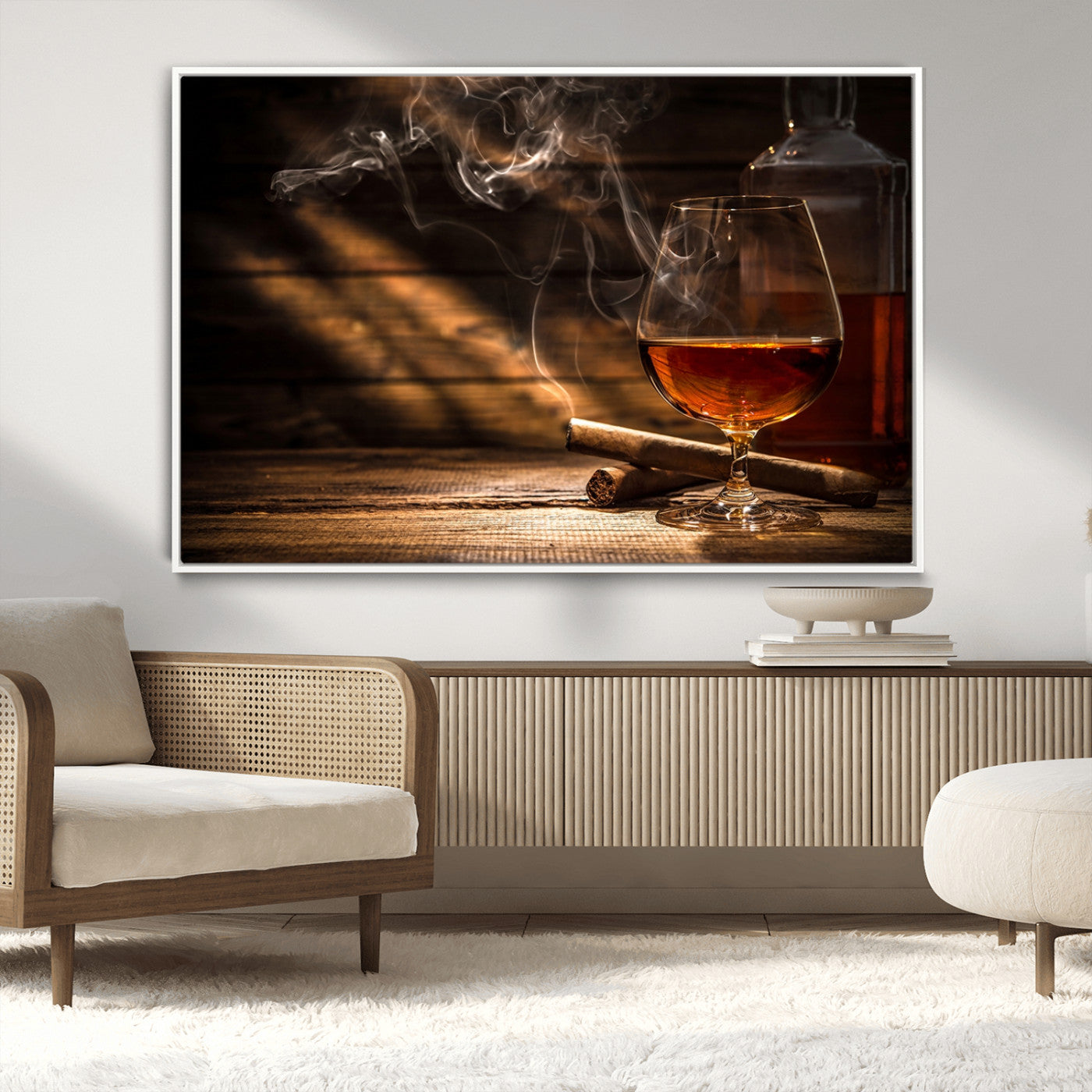 MGV-FC-36X24 - Whiskey and Cigar Wall Art Canvas Print