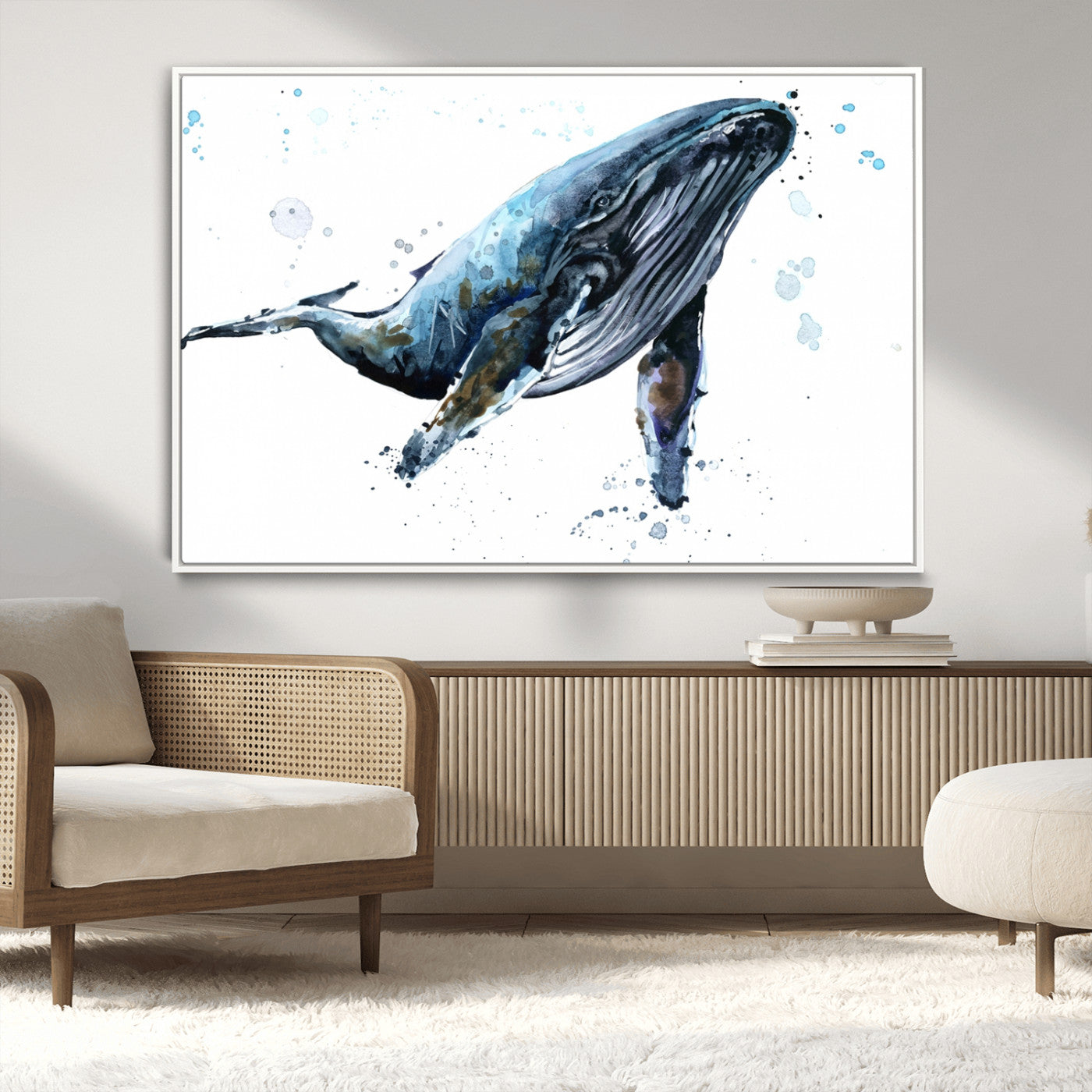 MGV-FC-36X24 - Watercolor Whale Wall Art Canvas Print
