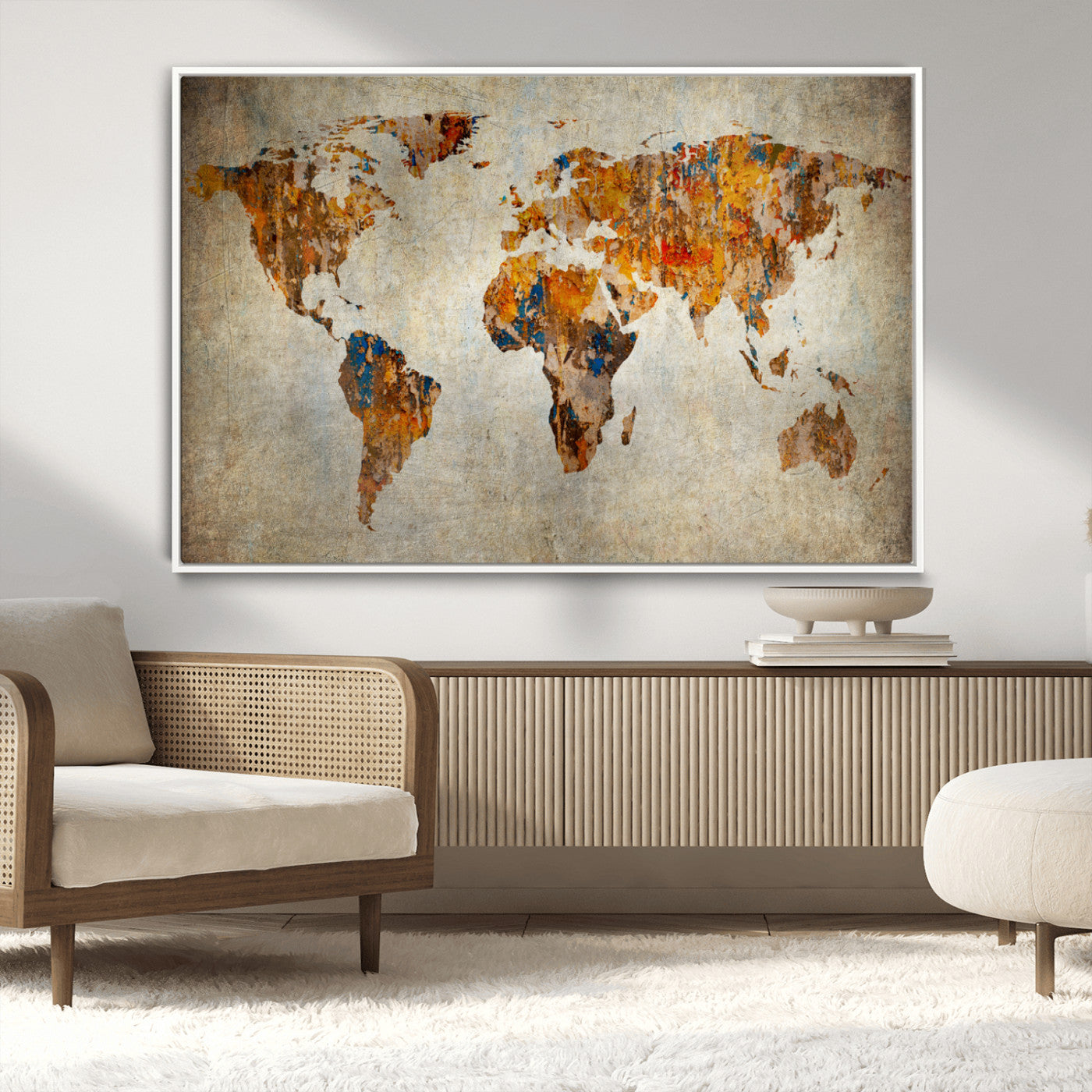 MGV-FC-36X24 - Push Pin World Map Canvas Print – Framed Wall Art for Couples to Track Their Travels – Anniversary