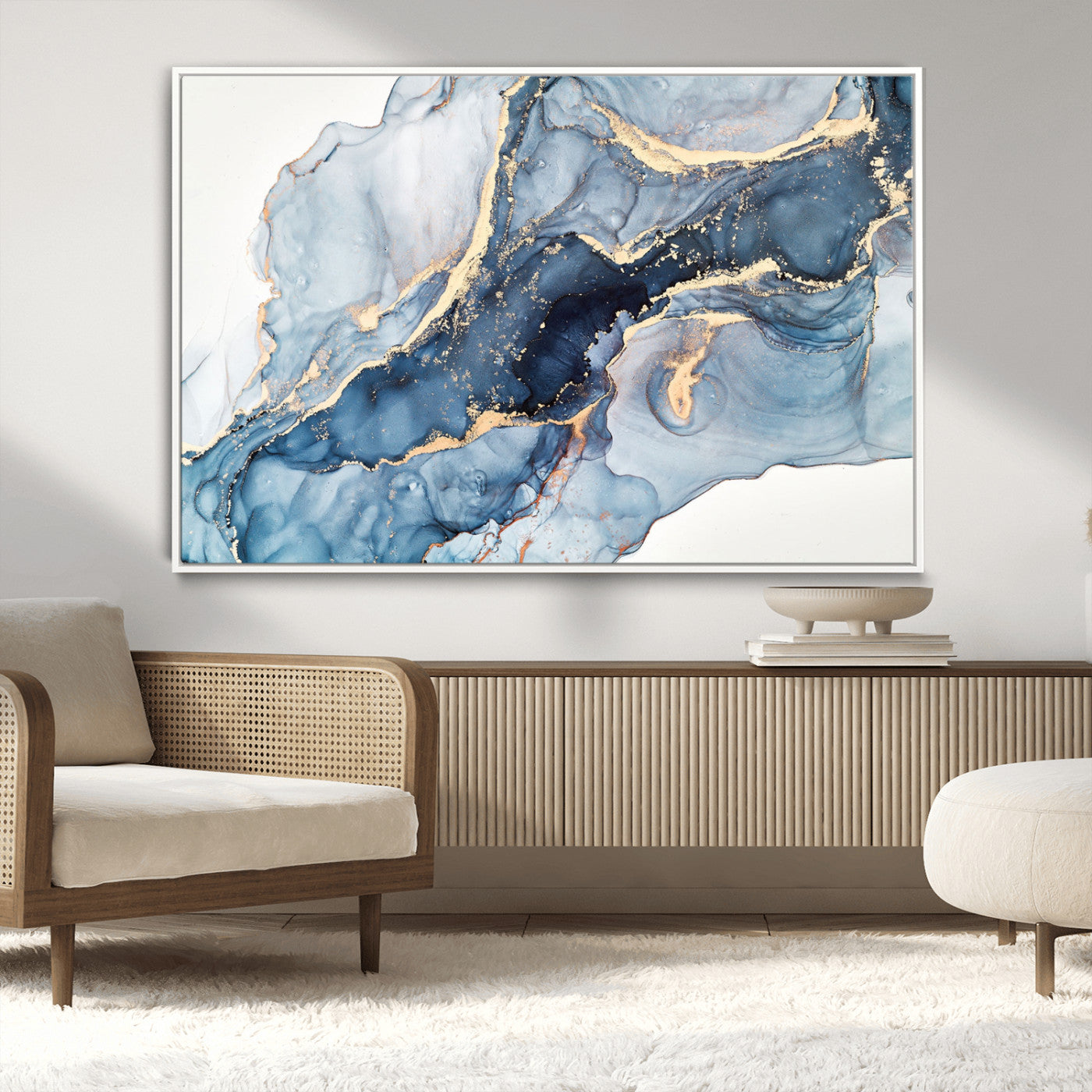 33782-MGV-CV-36X24-Abstract Art Print - Blue Abstract Canvas Wall Art Print Abstract Art Fluid Effect Marble Wall Art