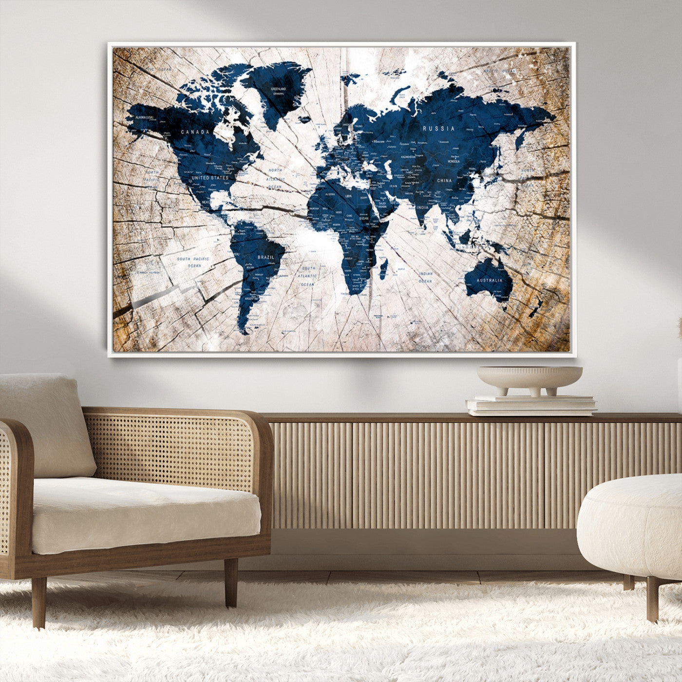 MGV-FC-36X24 - Push Pin World Map Canvas Print – Framed Wall Art for Couples to Track Their Travels – Anniversary