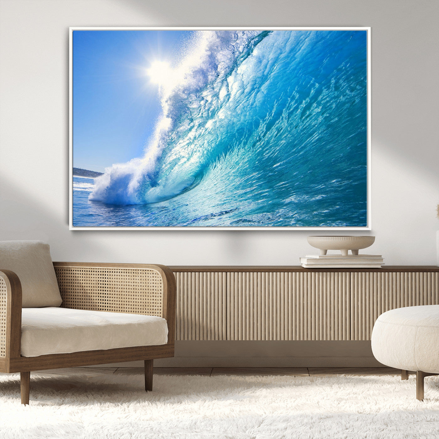 MGV-FC-36X24 - Blue Big Wave Surfing Ocean Canvas Wall Art Artwork Print , Surf Wall Art, Sea Wall Art