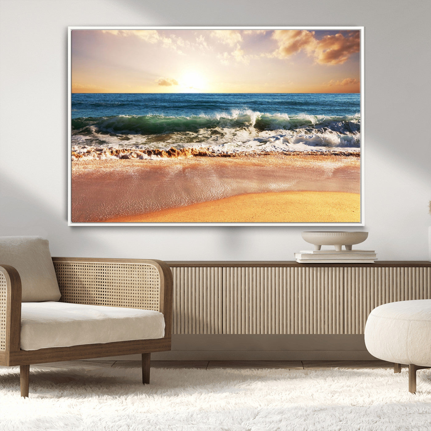 MGV-FC-36X24 - Serene Beach Path Canvas Art, Giclee Canvas Print with Gallery Wrap, Coastal Sand Dunes Wall Art Featuring Canon Print Quality