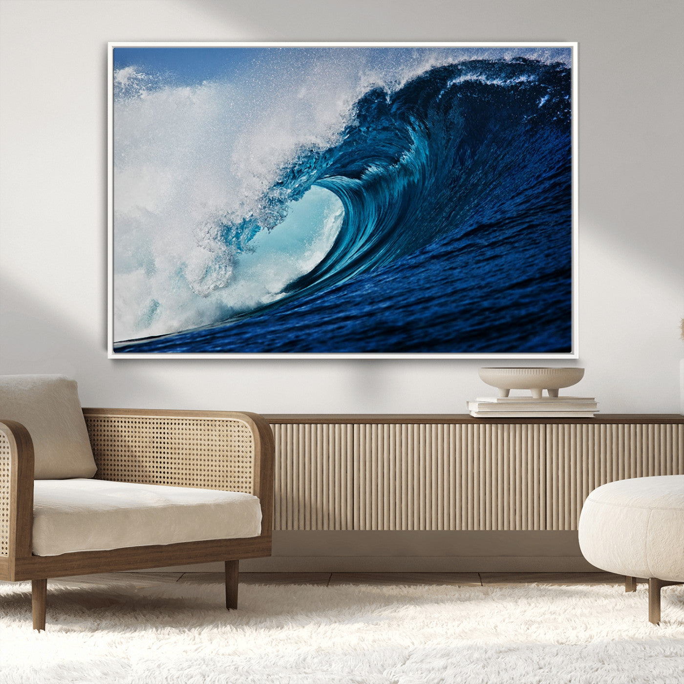 MGV-FC-36X24 - Ocean Wave at Sunset Canvas Art, Large Wall Print of Vibrant Water Waves, Coastal Art for Living Room and Dining Room Decor
