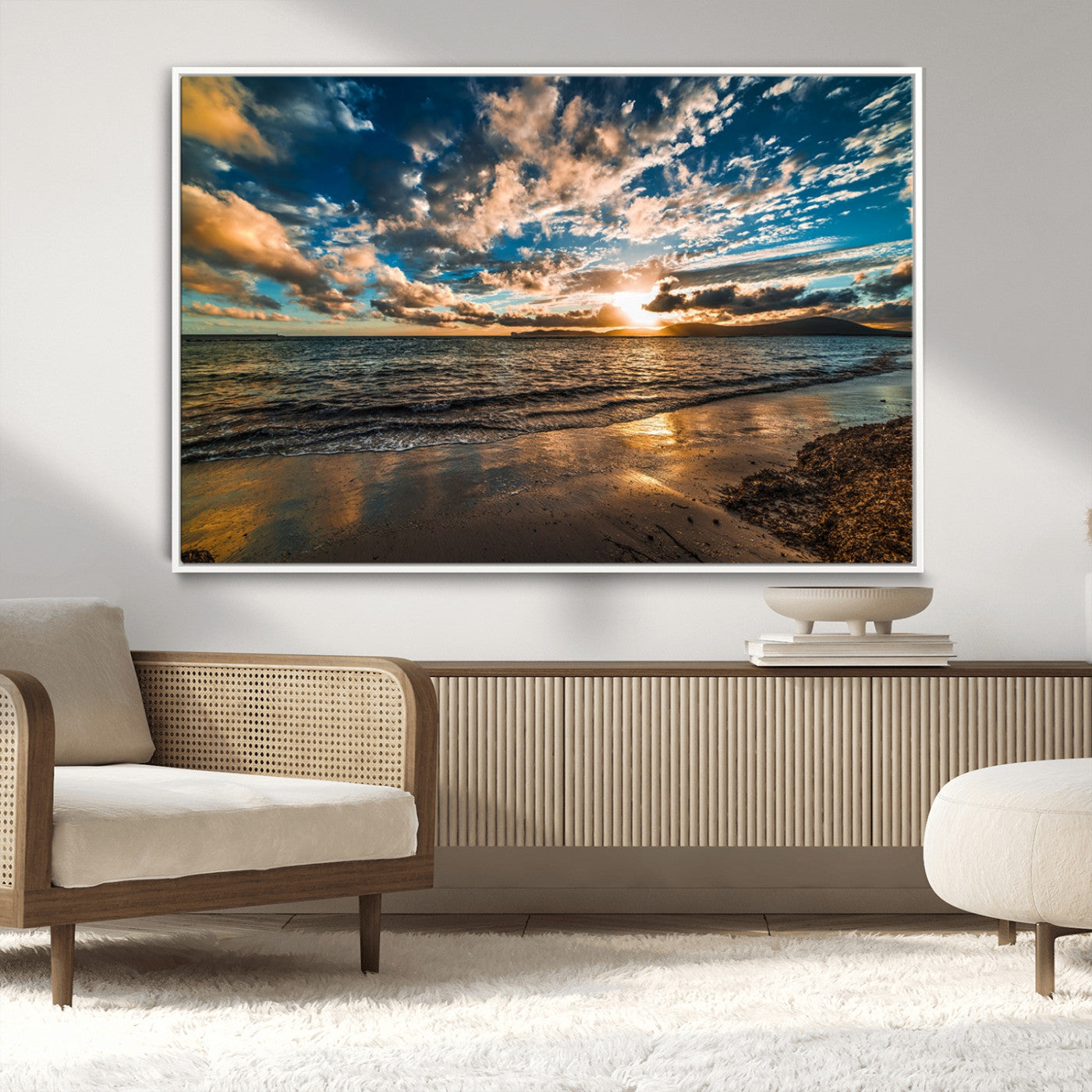 MGV-FC-36X24 - Beach Wall Art - Stunning Ocean Sunset Canvas Print with Coastal Design for Elegant and Relaxing