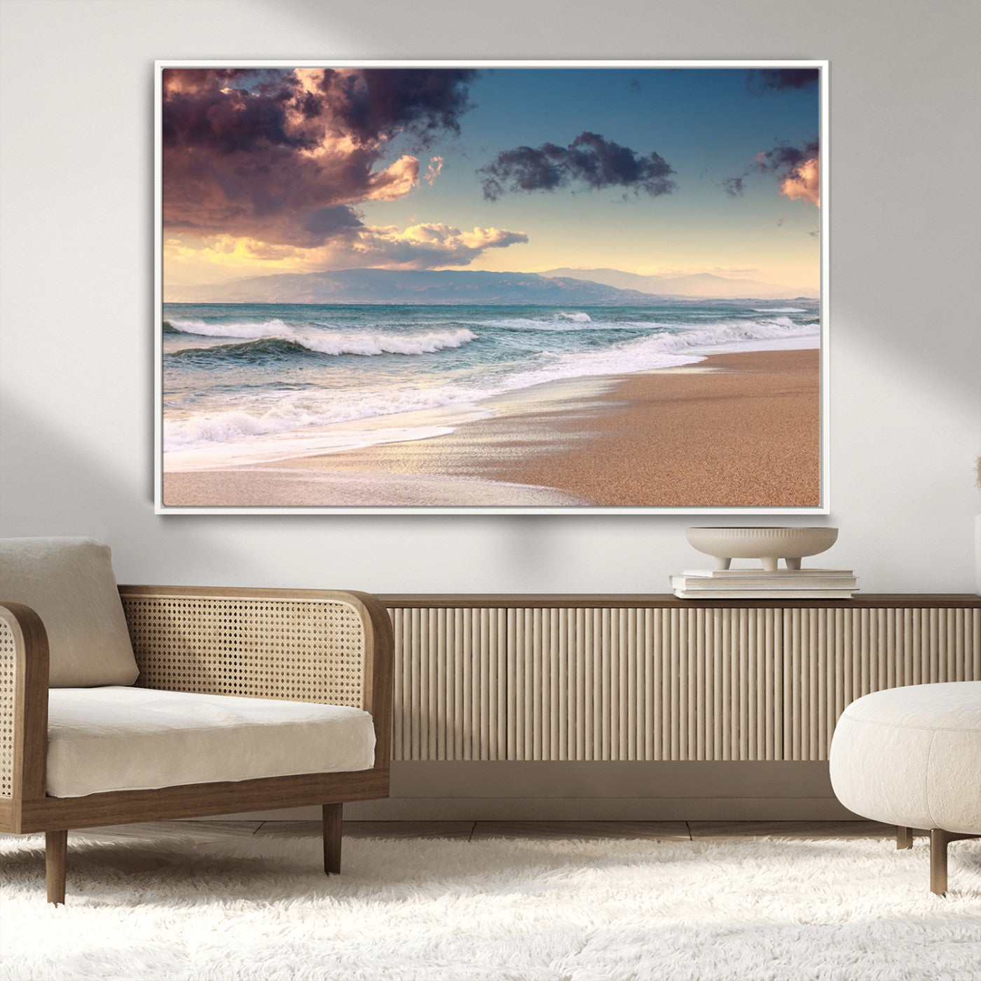 MGV-FC-36X24 - Cloudy Weather Beach Sunset Canvas Print | Sunrise Wall Art Canvas Print