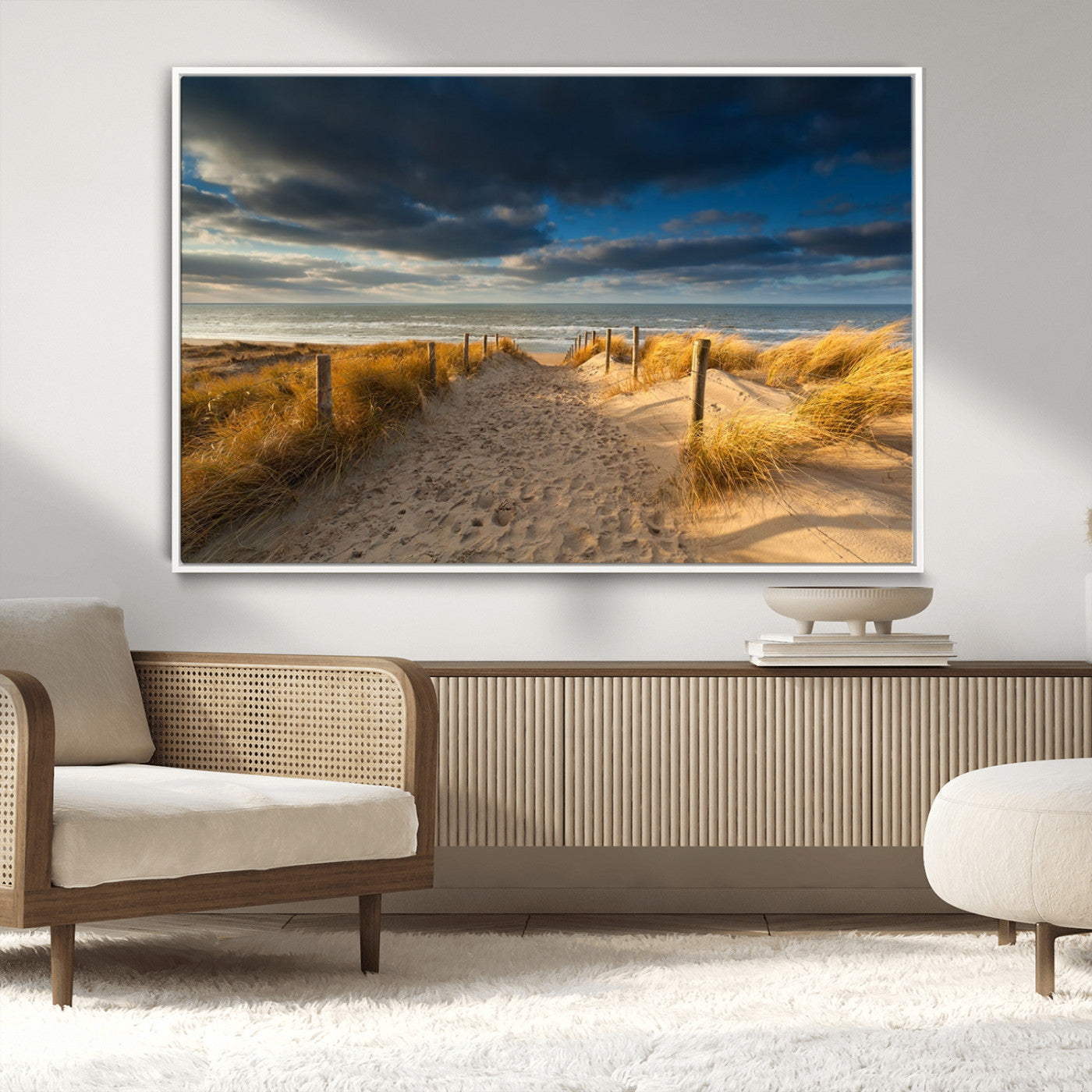 MGV-FC-36X24 - Ocean Beach Dark Clouds Wall Art Canvas Print