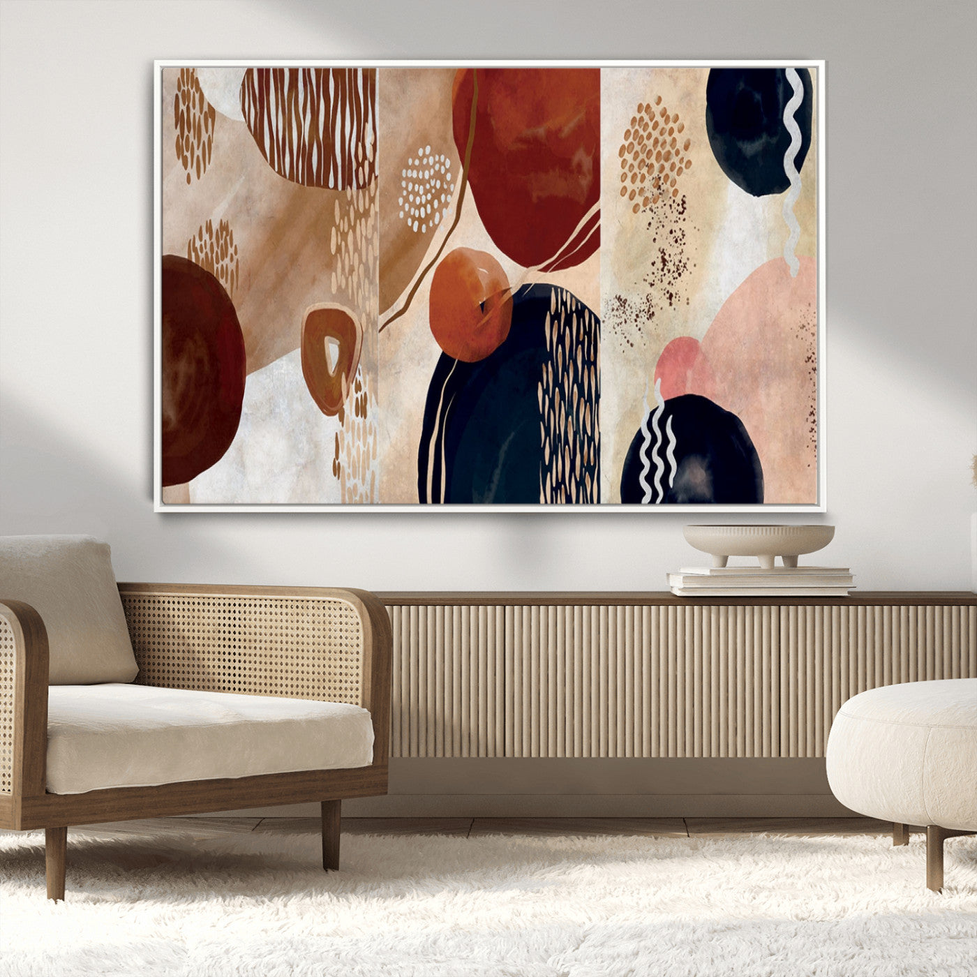 MGV-FC-36X24 - Boho Wall Art Canvas Print Set Mid-Century Prints Bohemian Wall Artwork Prints Boho Neutral