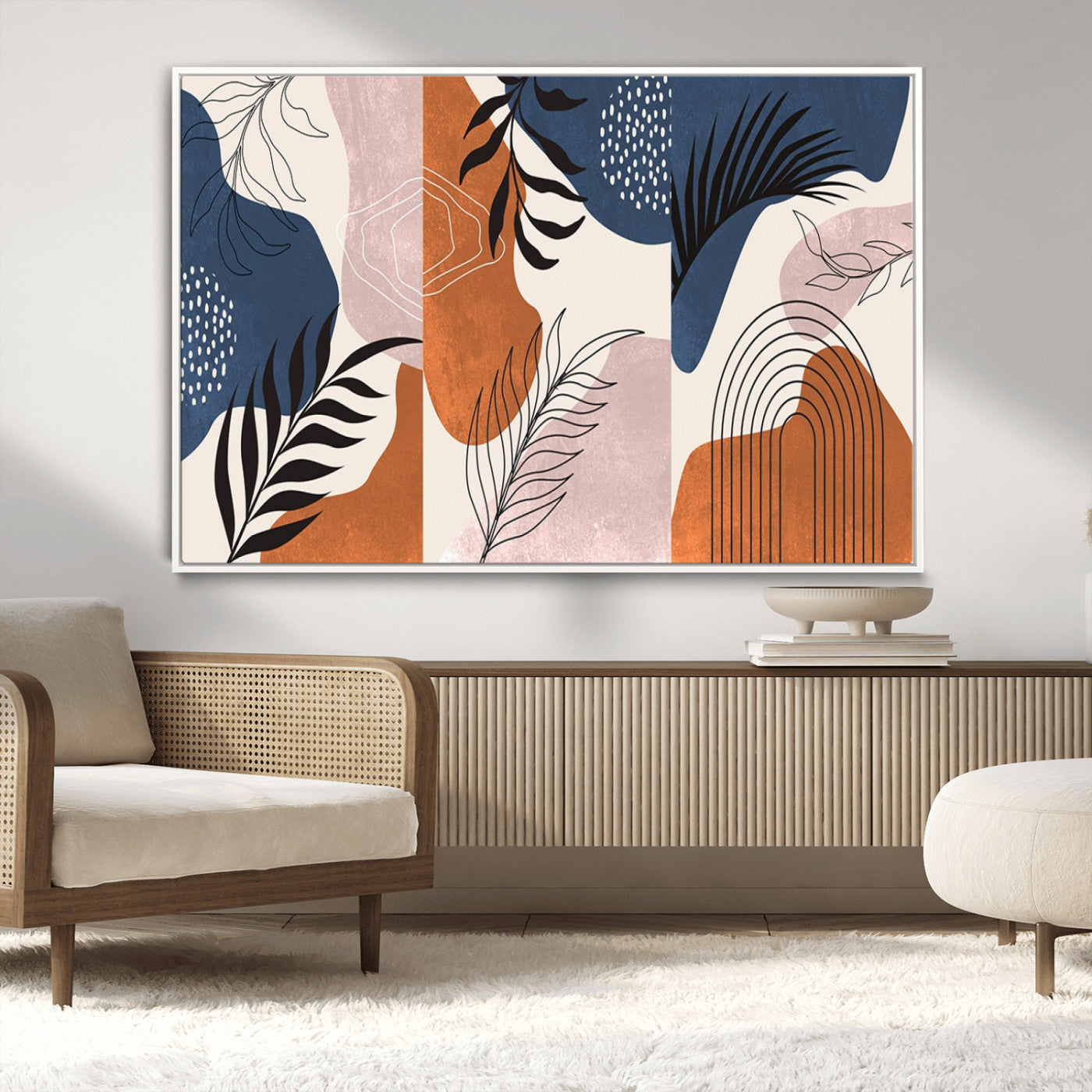 MGV-FC-36X24 - Boho Wall Art Canvas Print Set Mid-Century Prints Bohemian Wall Artwork Prints Boho Neutral,