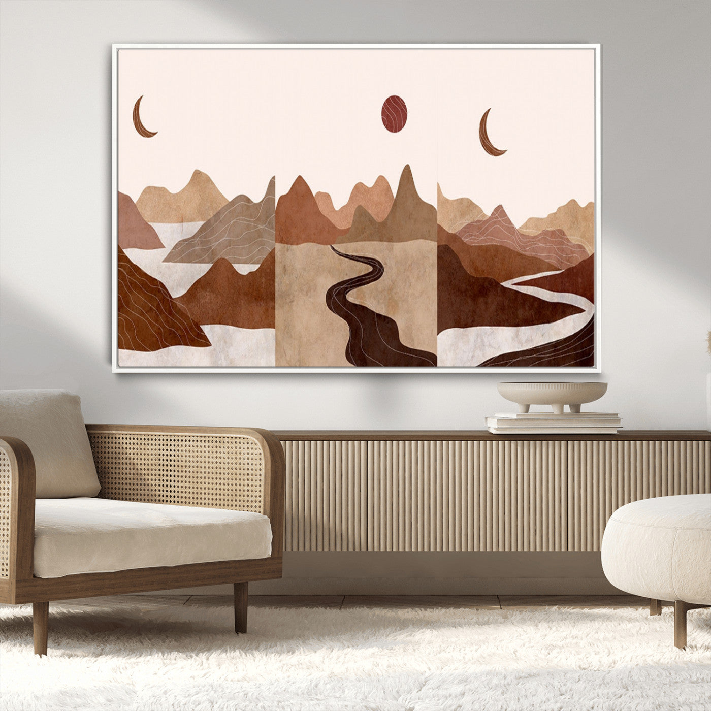 MGV-FC-36X24 - Boho Wall Art Canvas Print Set Mid-Century Prints Bohemian Wall Artwork Prints Boho Neutral