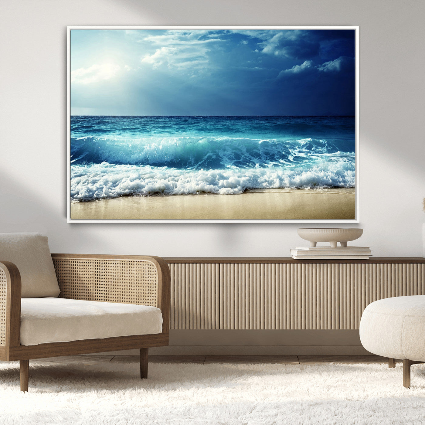 MGV-FC-36X24 - Majestic Ocean Wave Wall Art Canvas | 3 Panel Large Seascape Print for Living Room, Bedroom, Office Decor, Ready to Hang