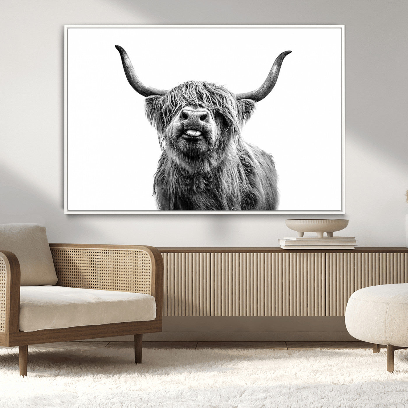 MGV-FC-36X24 - Fanny Scottish Highland Cow Cattle Art Print Farmhouse Wall Art Canvas Print