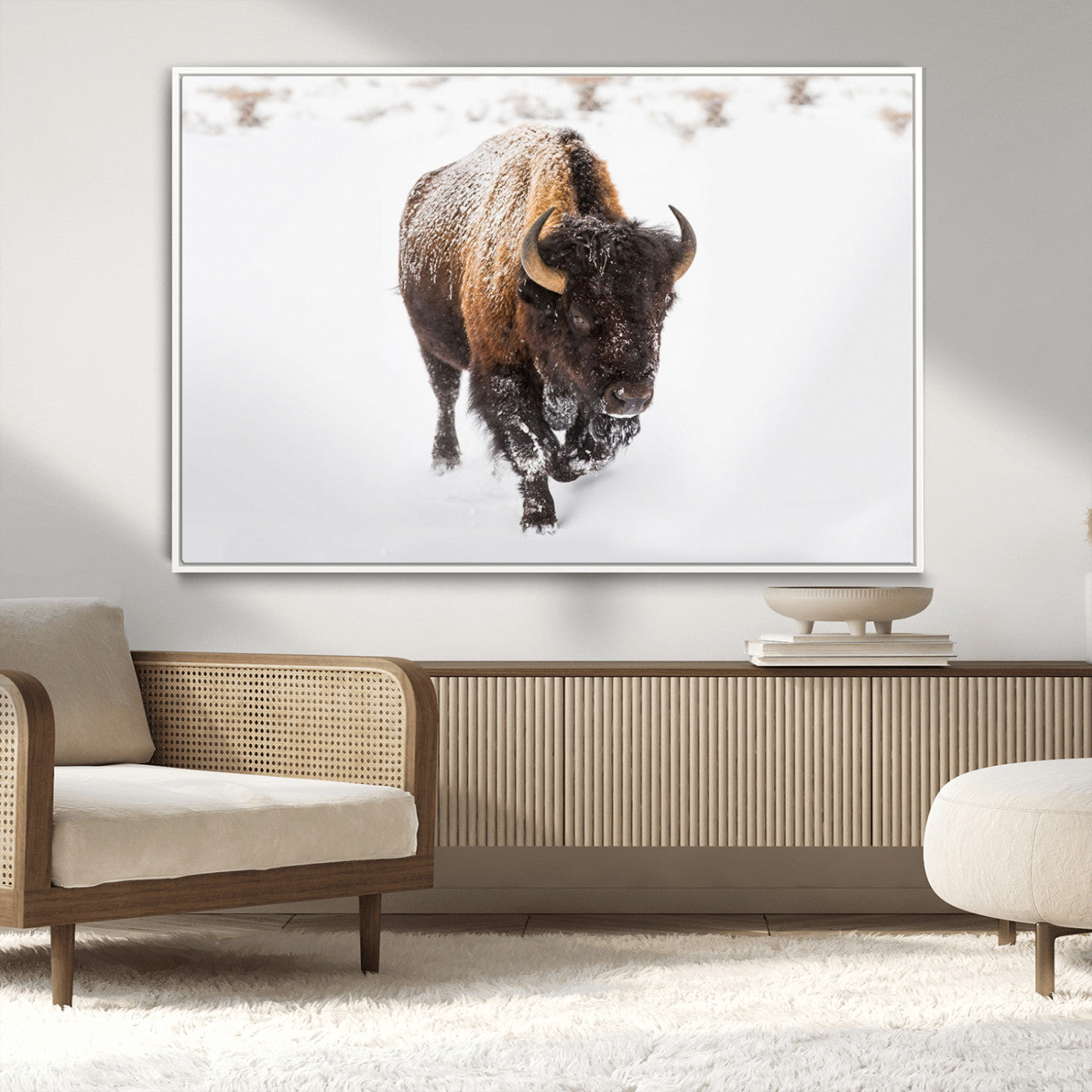 MGV-FC-36X24 - Bison Winter Wall Art Canvas Print For Farmhouse Decor