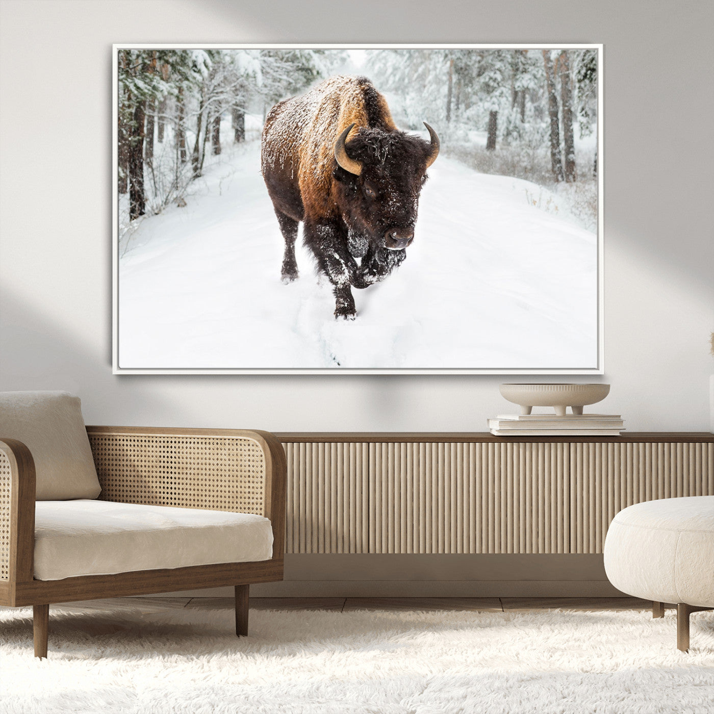 MGV-FC-36X24 - Bison Wall Art Canvas Print For Farmhouse, Animal Canvas Print, Wild Animal Wall Art