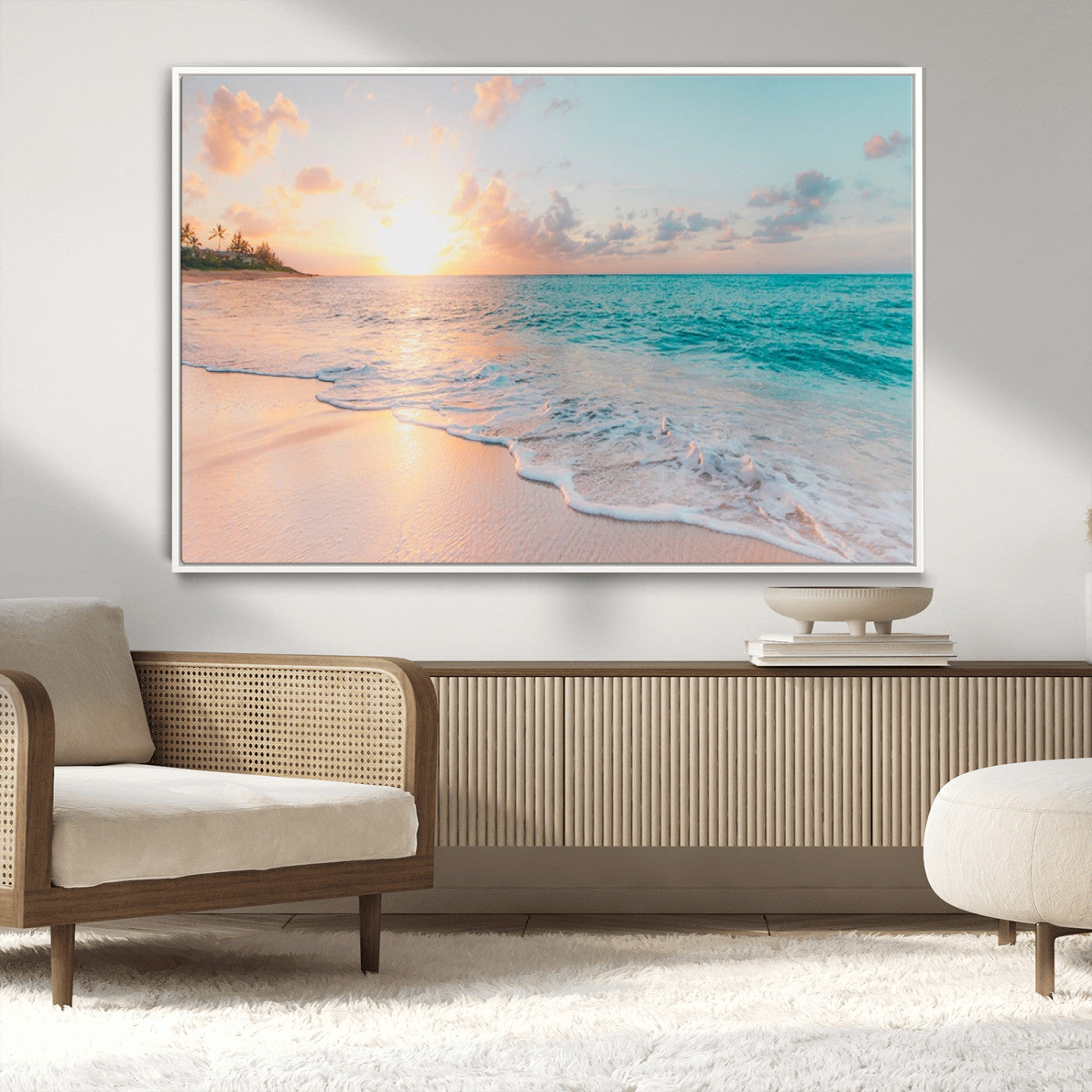 MGV-FC-36X24 - Beach Wall Art - Stunning Ocean Sunset Canvas Print with Coastal Design for Elegant and Relaxing