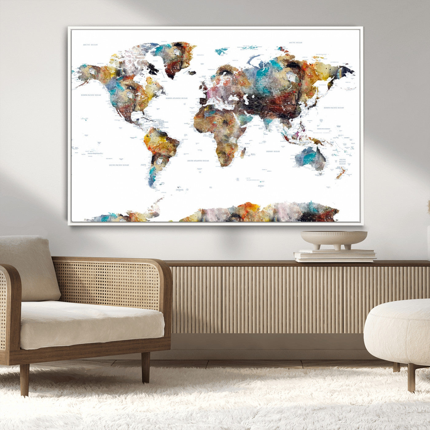 MGV-FC-36X24 - Push Pin World Map Canvas Print – Framed Wall Art for Couples to Track Their Travels – Anniversary
