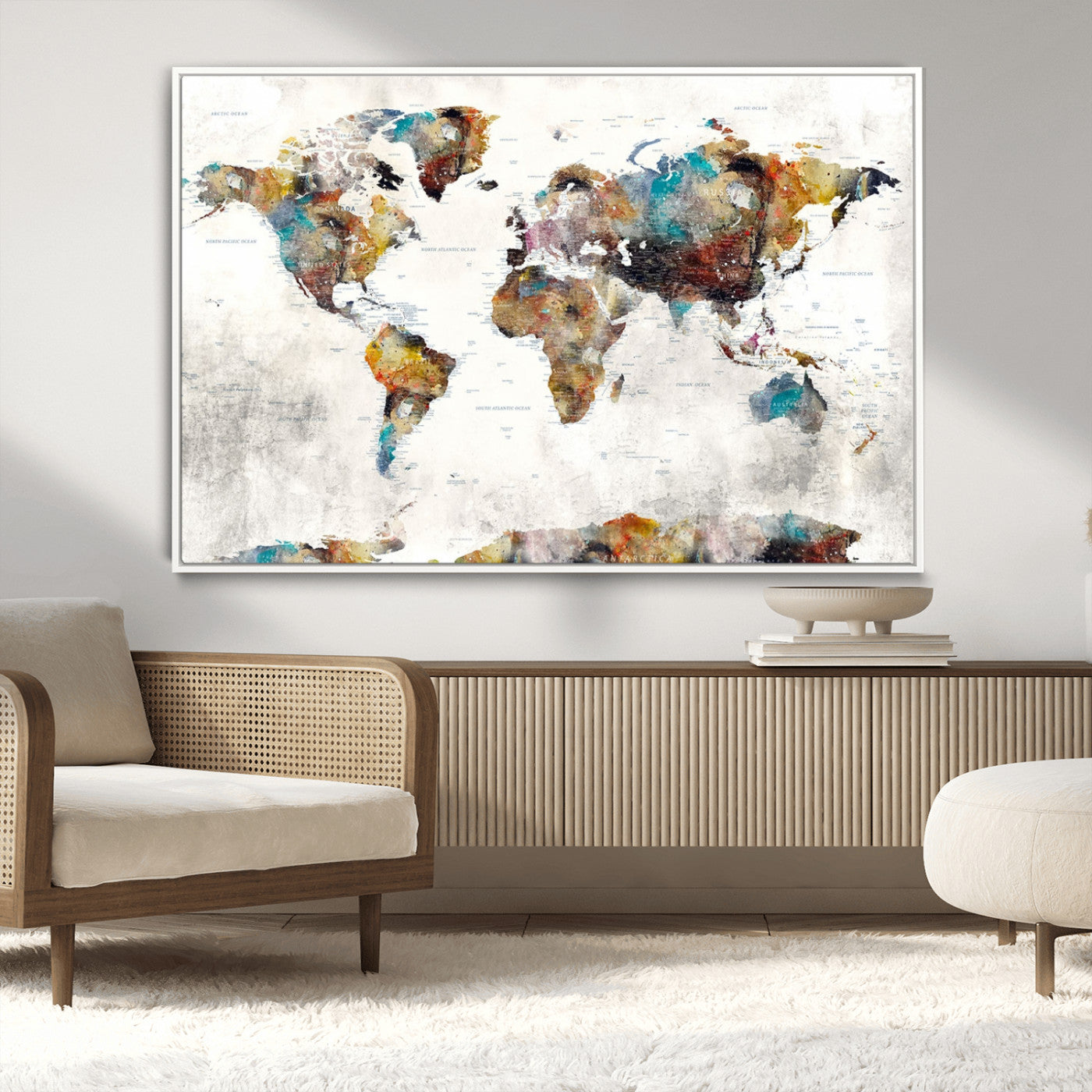 MGV-FC-36X24 - Push Pin World Map Canvas Print – Framed Wall Art for Couples to Track Their Travels – Anniversary