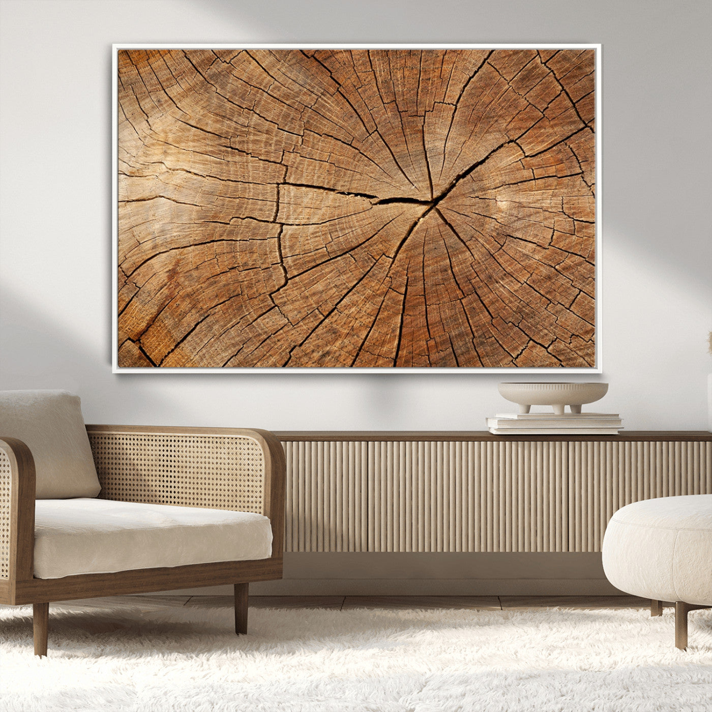 MGV-FC-36X24 - Tree Ring Canvas Art, Rustic Wood Grain Wall Art, Tree Slice Decor for Modern Homes, Giclee Multi-Panel Print, Tree Ring Wall Art Set