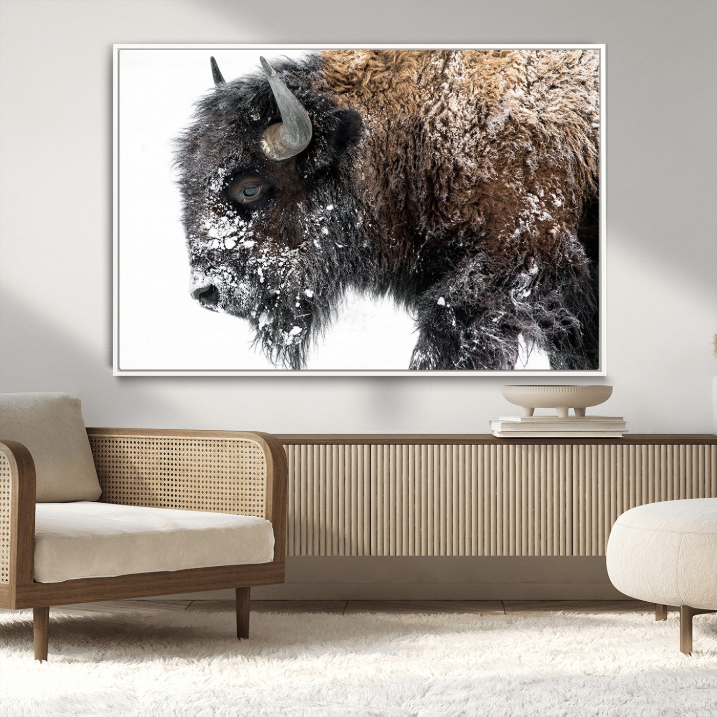 MGV-FC-36X24 - American Bison Wall Art Print | Buffalo Canvas Wall Art |  Framed and Ready to Hang Bison Print for Living Room or Office
