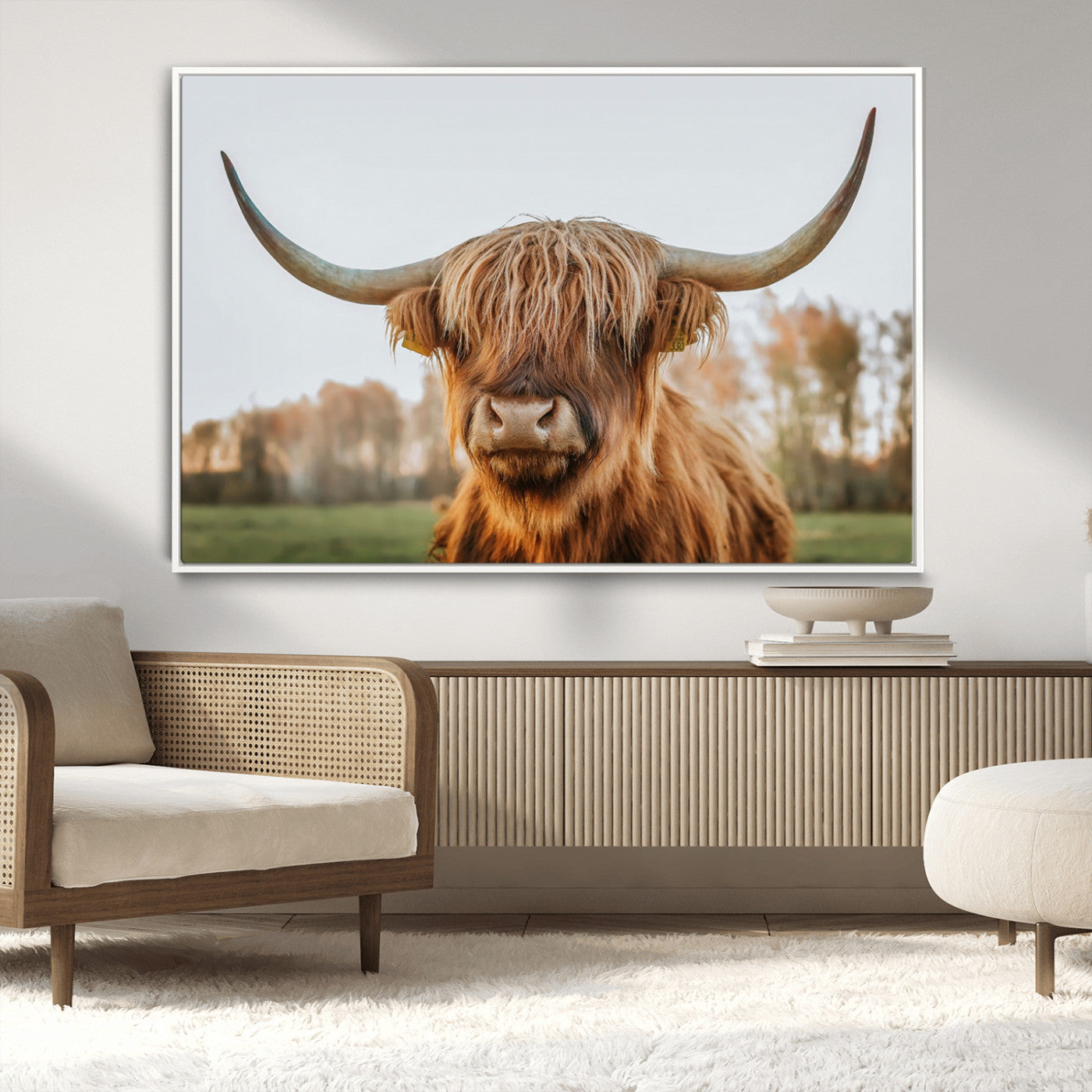 MGV-FC-36X24 - Highland Cow Animal Scottish Cattle Art Print Farmhouse Wall Art Canvas Print